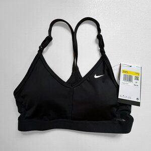 NWT Nike Indie Black Sport Bra V Neck Sz S
